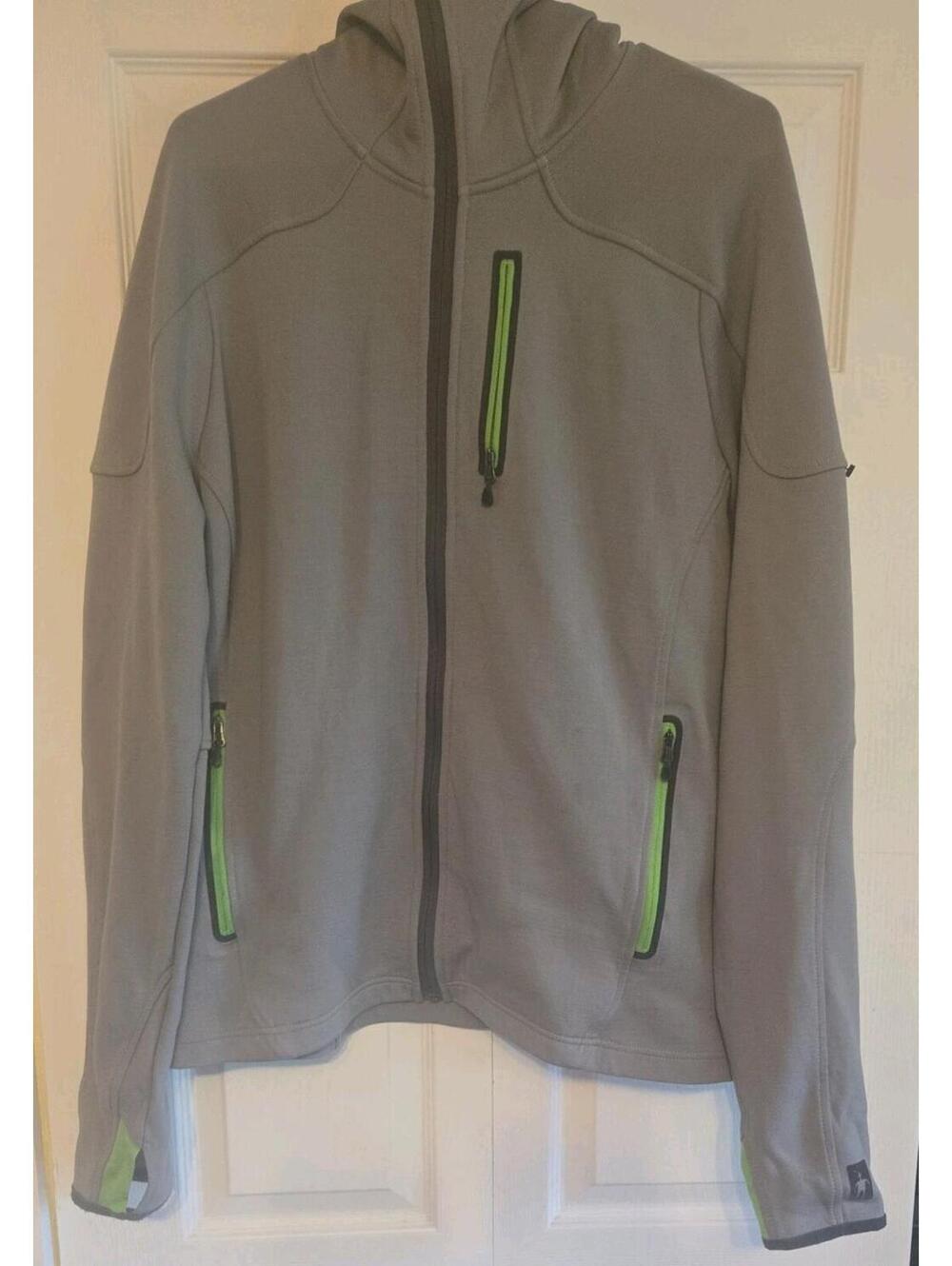 Mens Smartwool Full Zip Gray Jacket Large Merino Wool Blend hooded